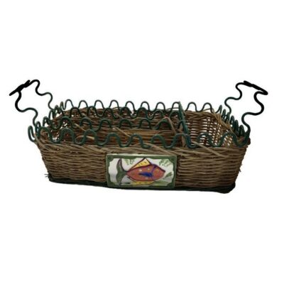 Vintage Wicker and Wire Basket with Fish Detail