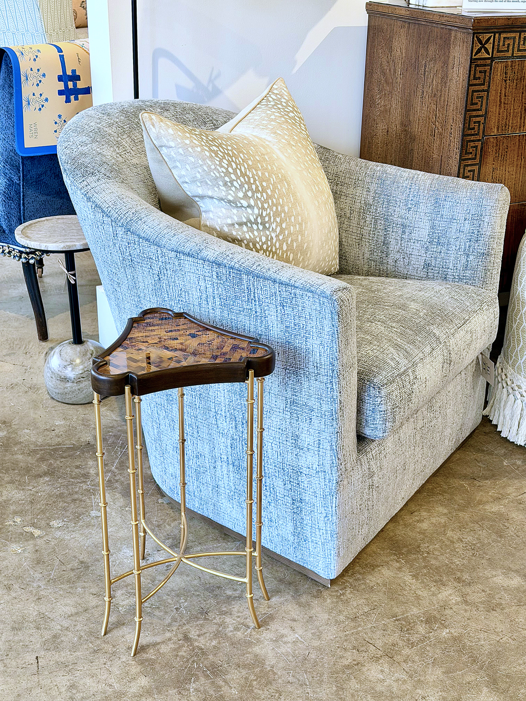 Penshell and Gold Faux Bamboo Side Table - Image 8