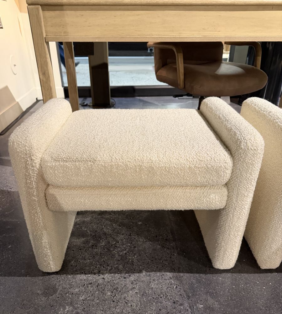 Rectangular Cream Boucle Stool - Image 5