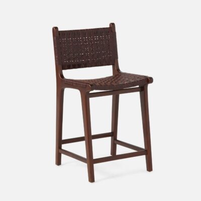 Percy Woven Leather Seat Counter Stool