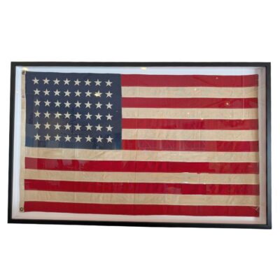 Vintage Framed American Flag with 48 Sewn Stars