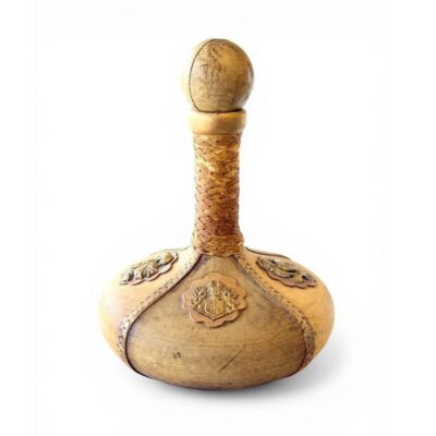 Vintage Italian Leather Decanter with Medieval Motif
