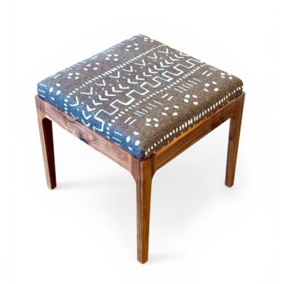 Square Walnut and Batik Stool