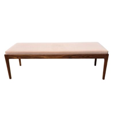 Walnut Bench with Fawn Velvet Seat