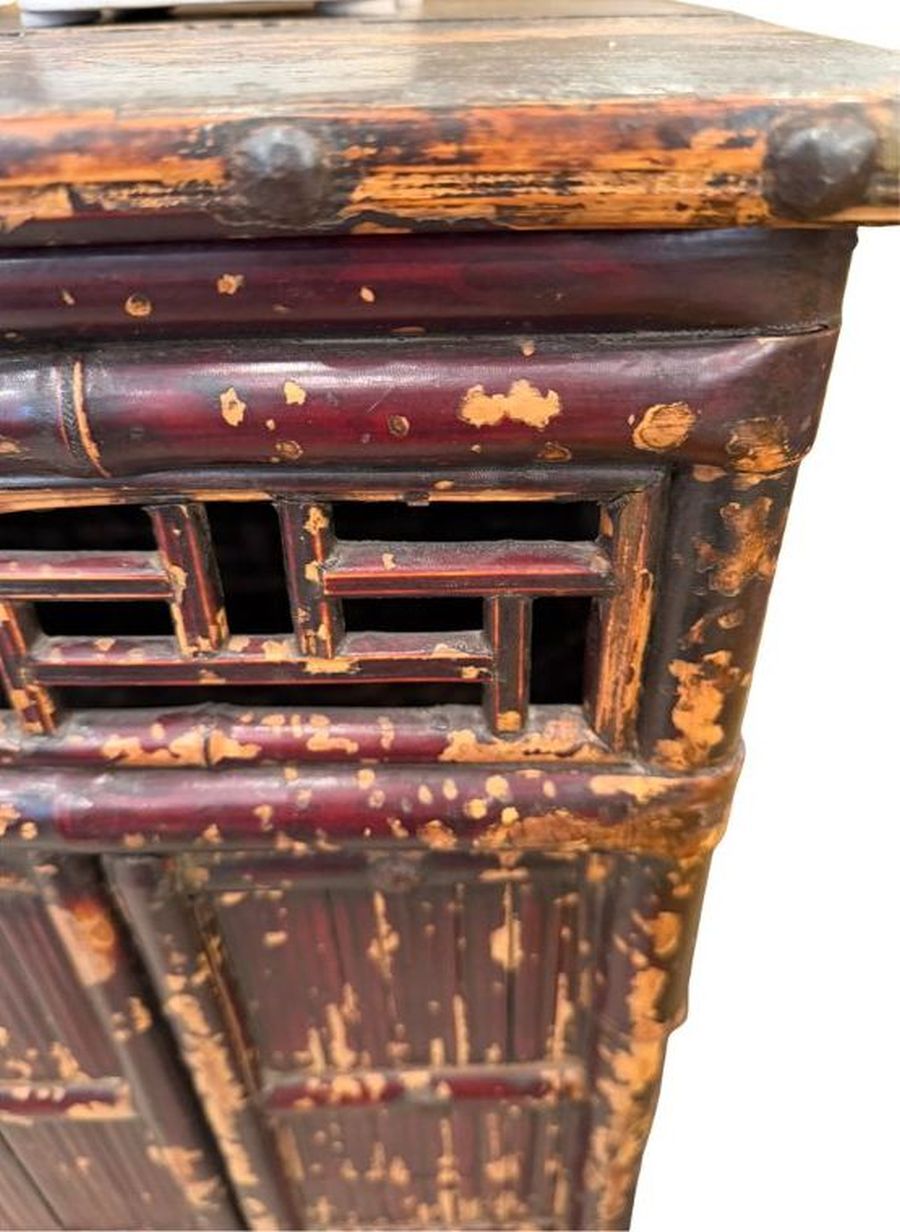 Antique Chinese Rustic Bamboo Cabinet - Image 2