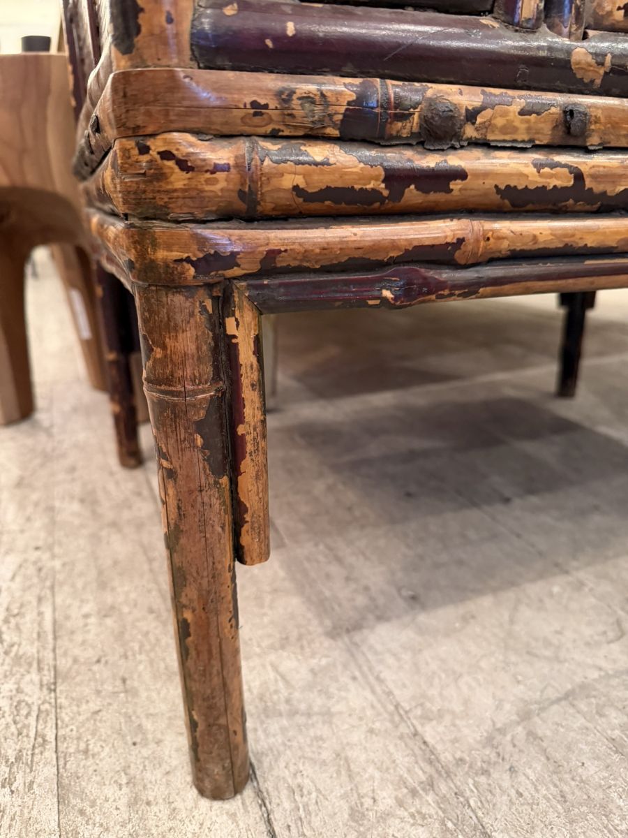 Antique Chinese Rustic Bamboo Cabinet - Image 4