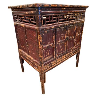 Antique Chinese Rustic Bamboo Cabinet