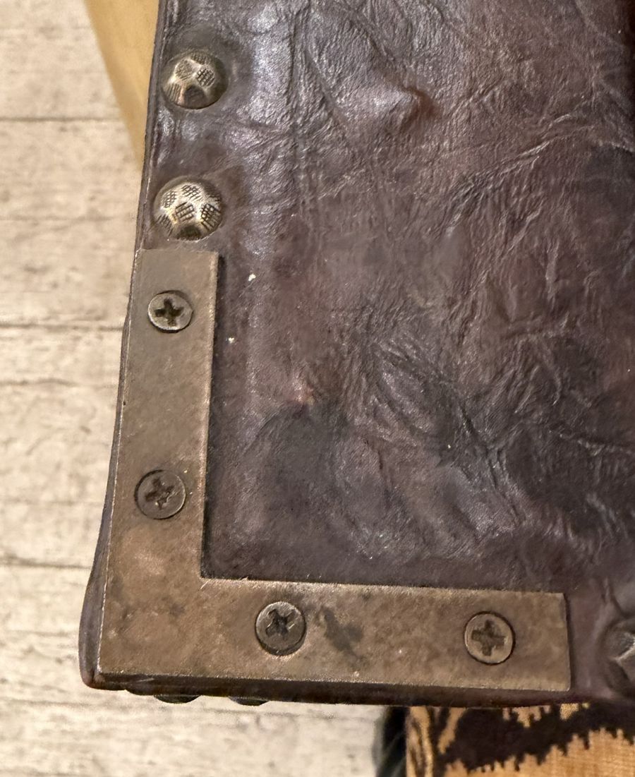 Vintage Leather Parsons Style Console - Image 4