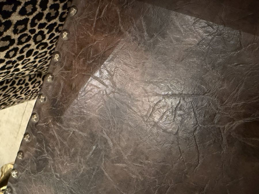 Vintage Leather Parsons Style Console - Image 5