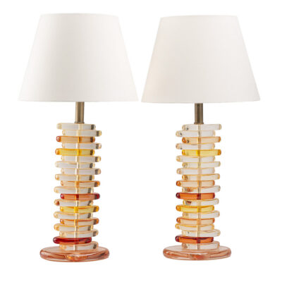 Pair of Vintage Mid-Century Style Stacked Lucite Lamps