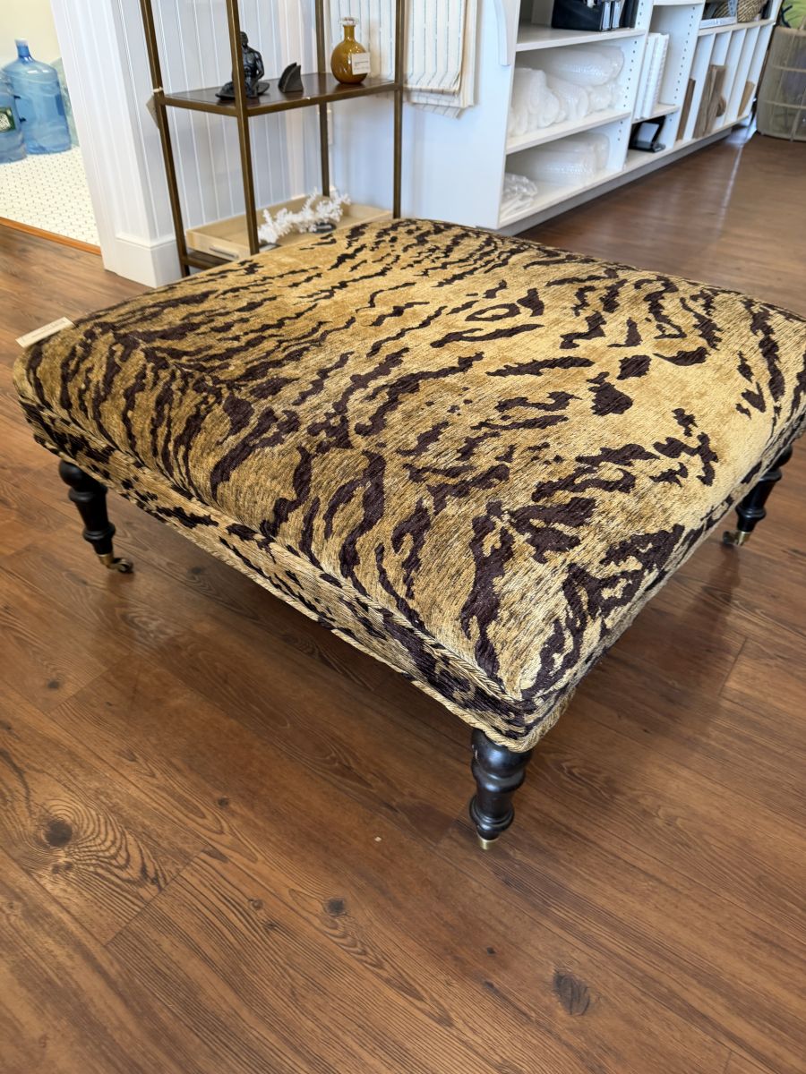 Chenille Tiger Print Ottoman - Image 3