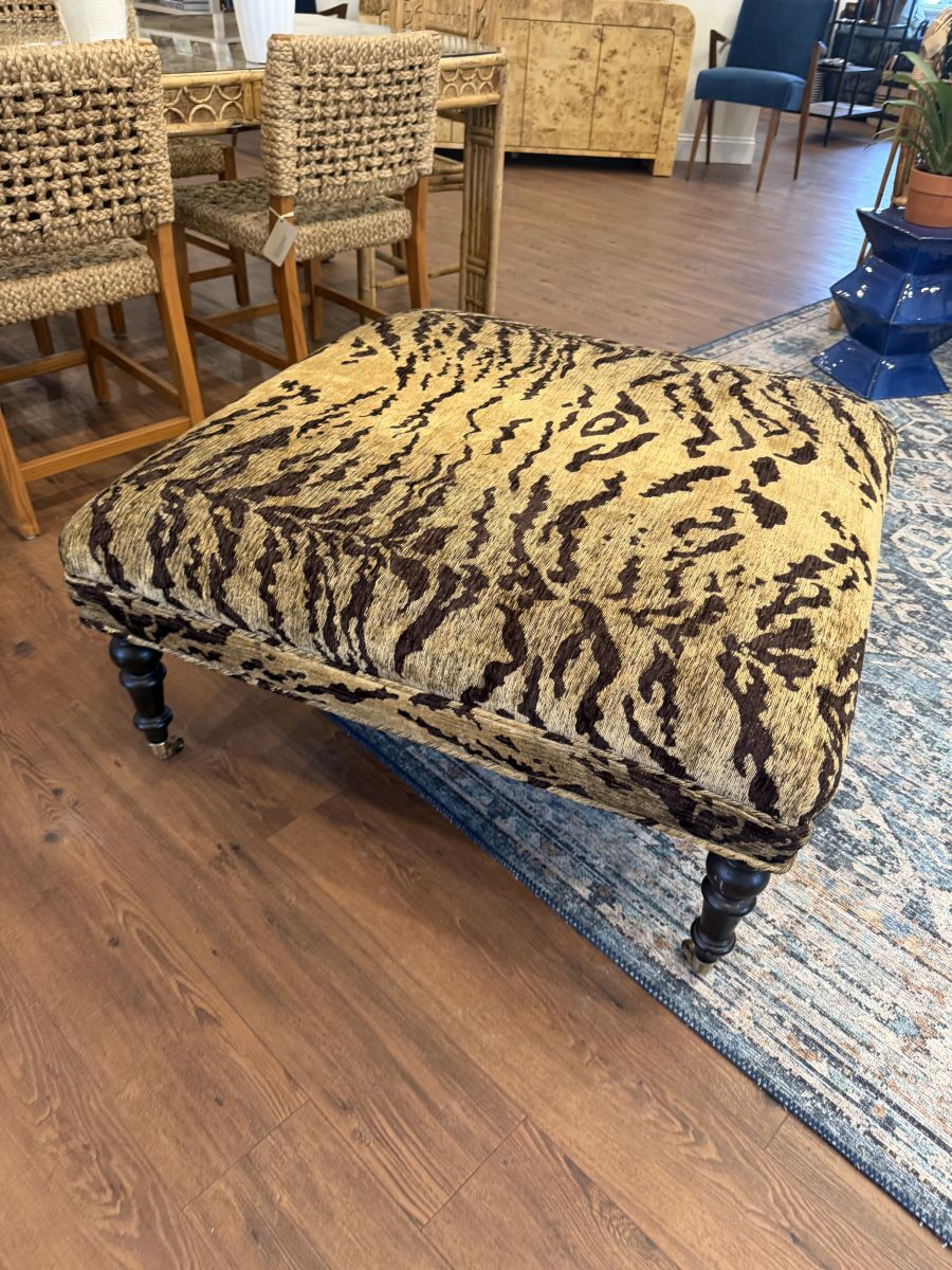 Chenille Tiger Print Ottoman - Image 2