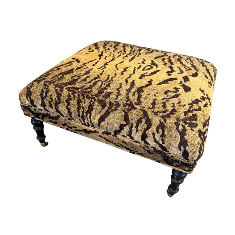 Chenille Tiger Print Ottoman
