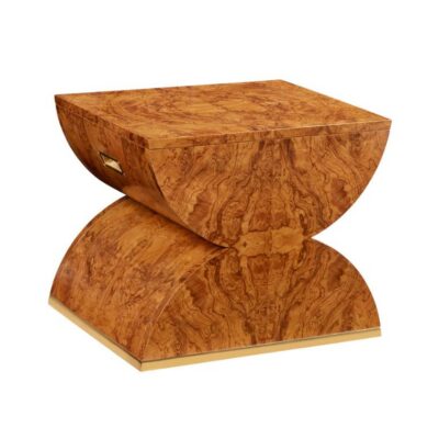 Olive Ashe Burl Veneer Geometric Side Table