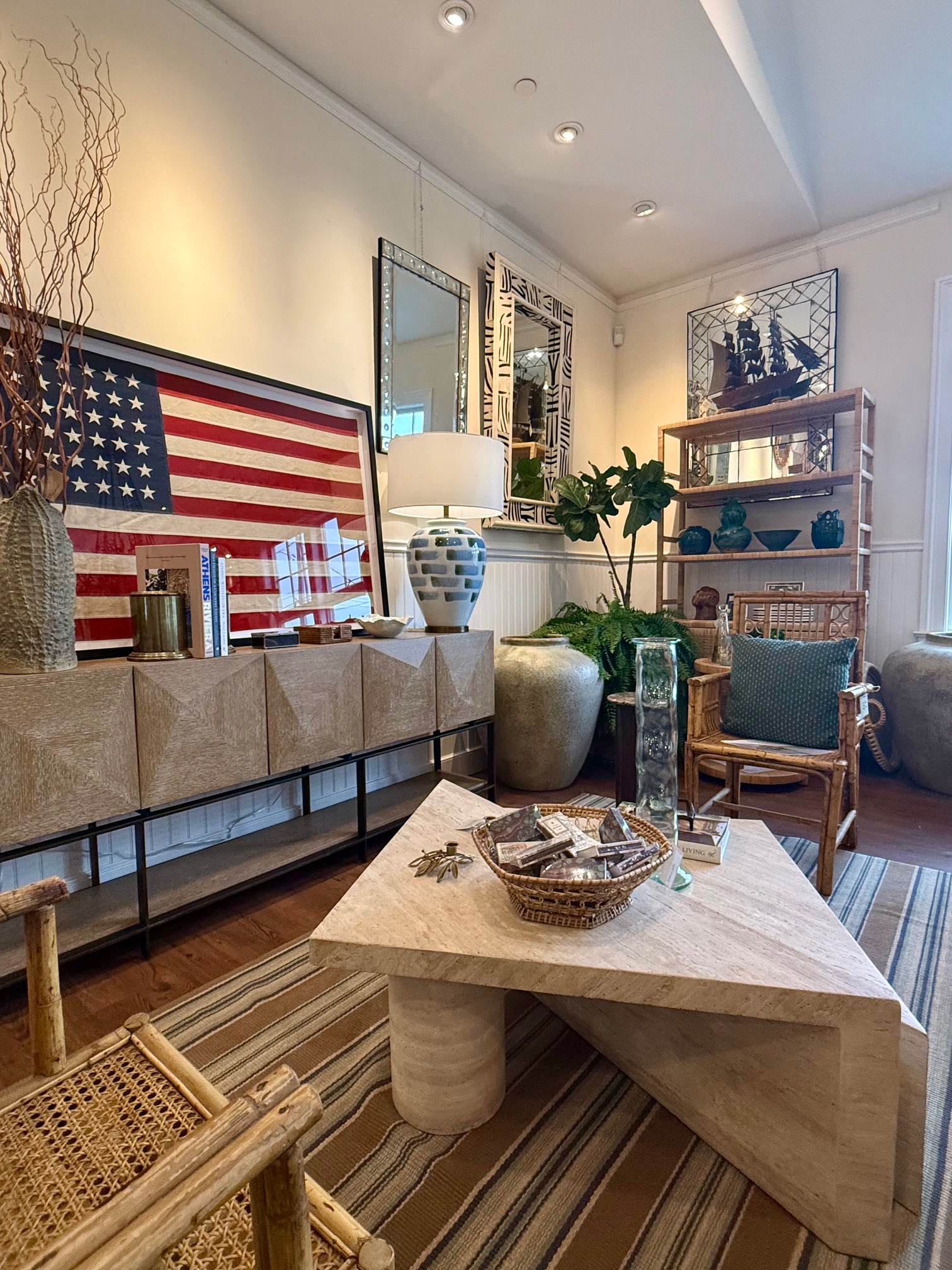 Vintage Framed American Flag with 48 Sewn Stars - Image 9