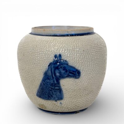 Antique Stoneware Vase with Horse Head Detail