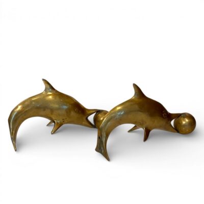 Vintage Brass Dolphin with Ball