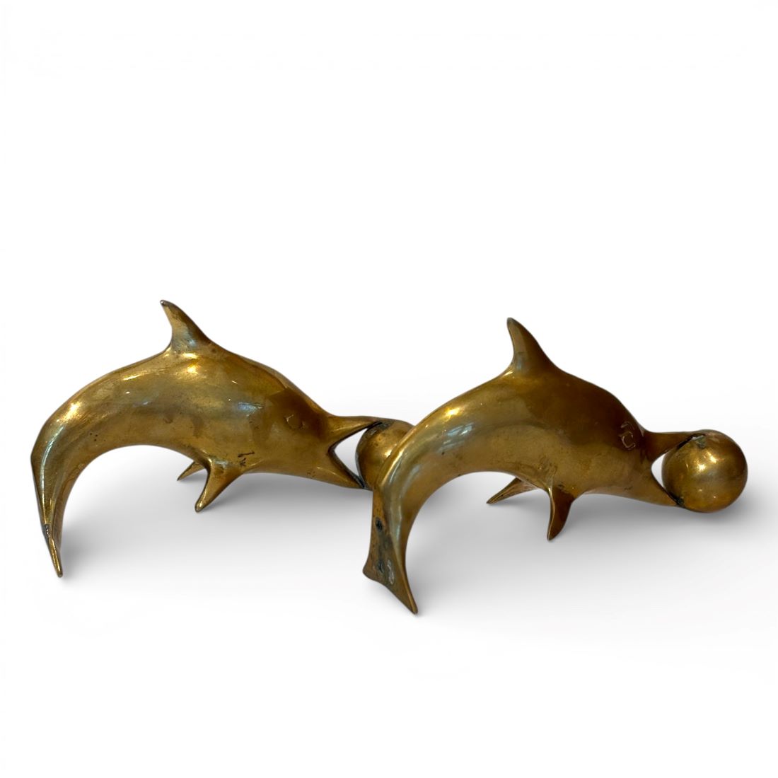Vintage Brass Dolphin with Ball