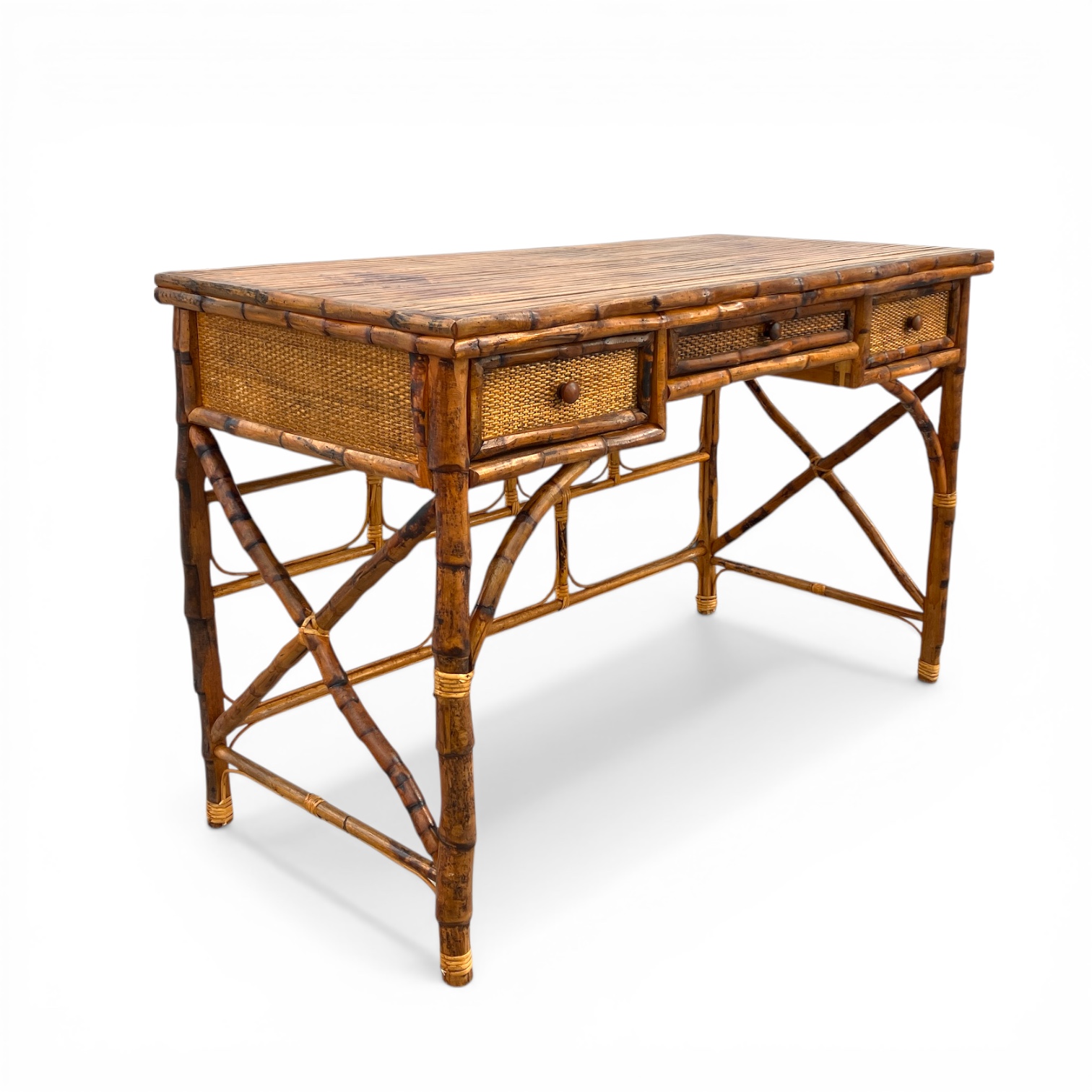 Antiqued Tortoise Finish Bamboo Desk - Image 2