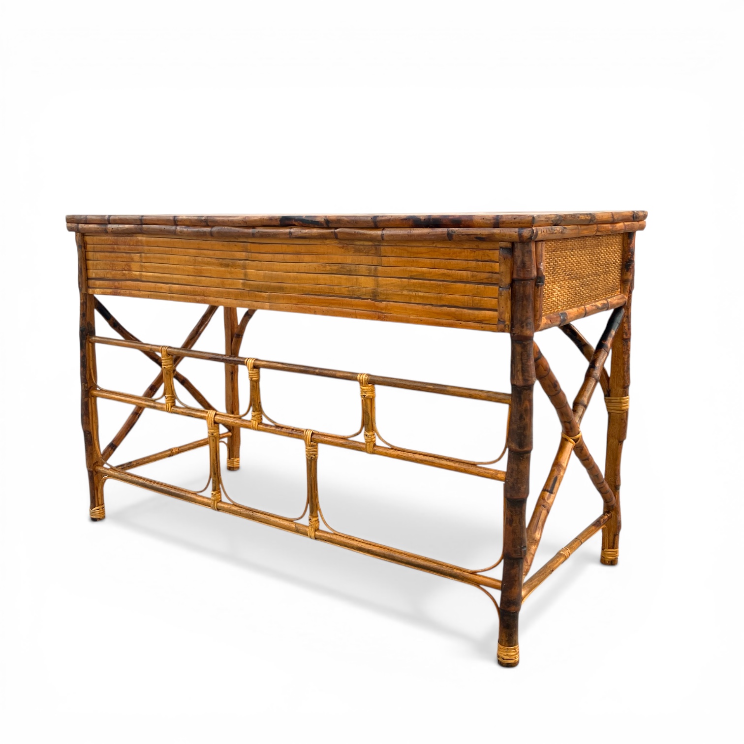 Antiqued Tortoise Finish Bamboo Desk - Image 3