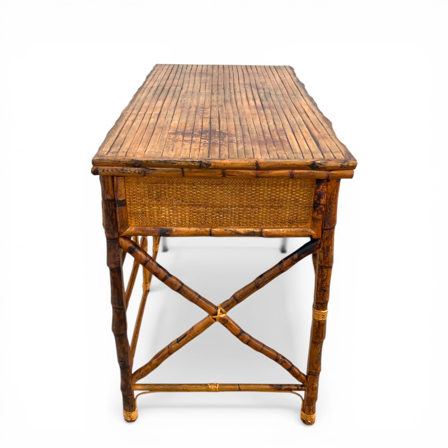 Antiqued Tortoise Finish Bamboo Desk - Image 4