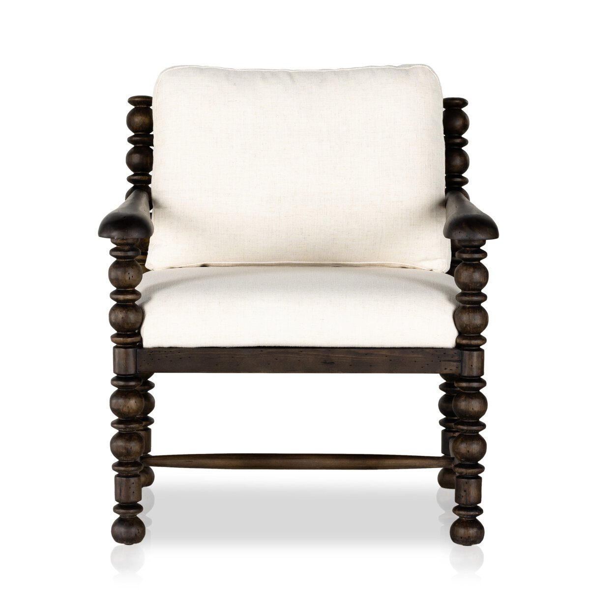 Carved Bobbin Arm Chair with Ivory Performance - Image 2