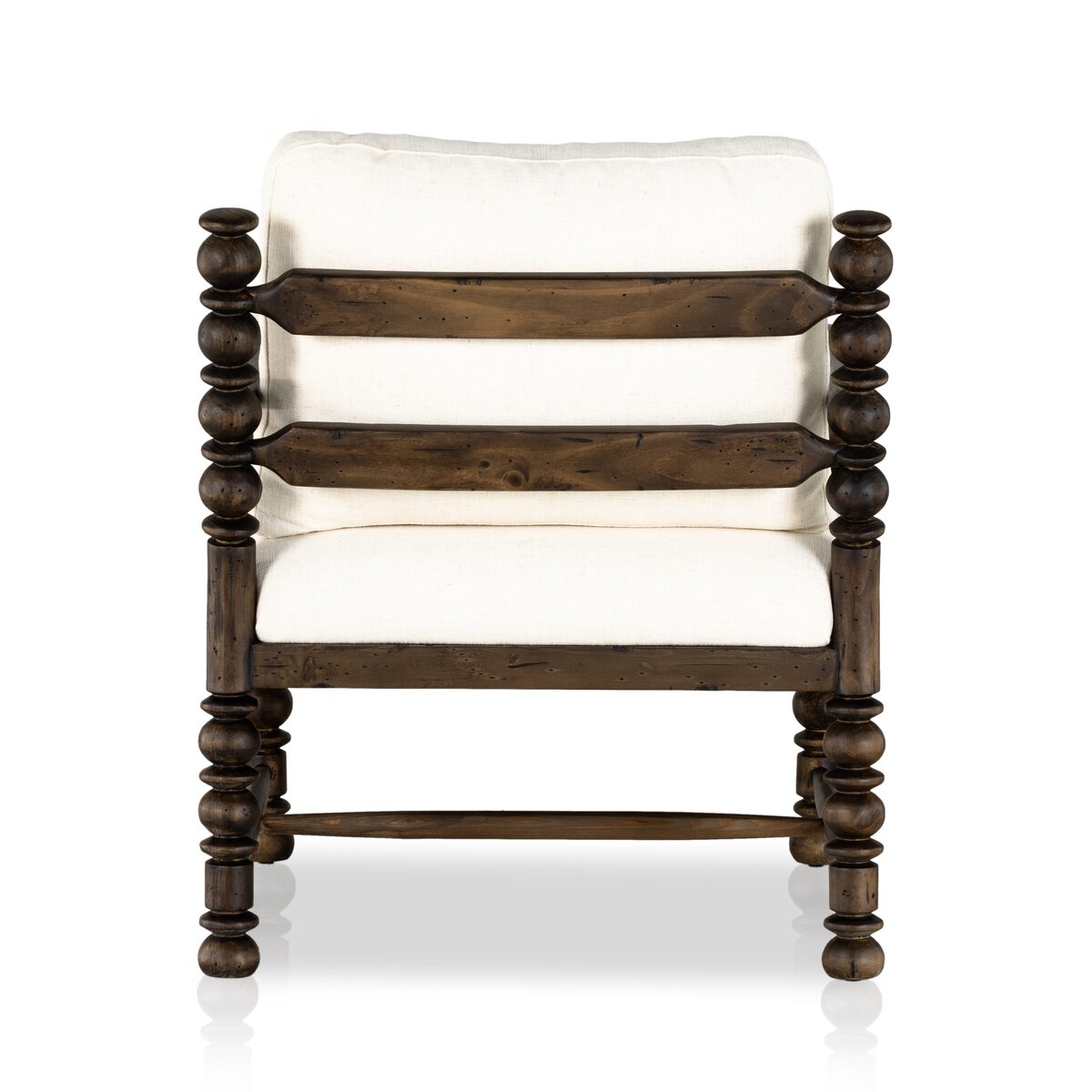 Carved Bobbin Arm Chair with Ivory Performance - Image 3