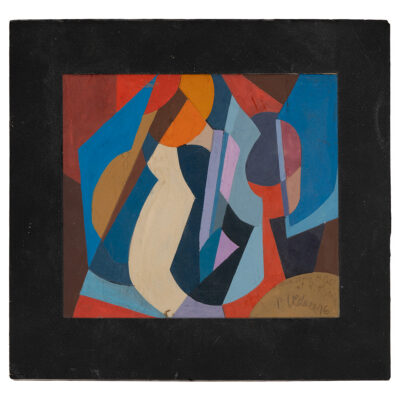 Vintage Cubist Color Block Original Art