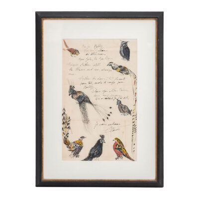 Vintage Hand Drawn Water Color Bird Original Art