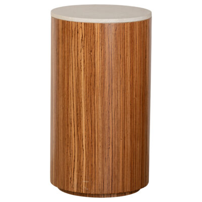 African Wood Pedestal with Stone Top