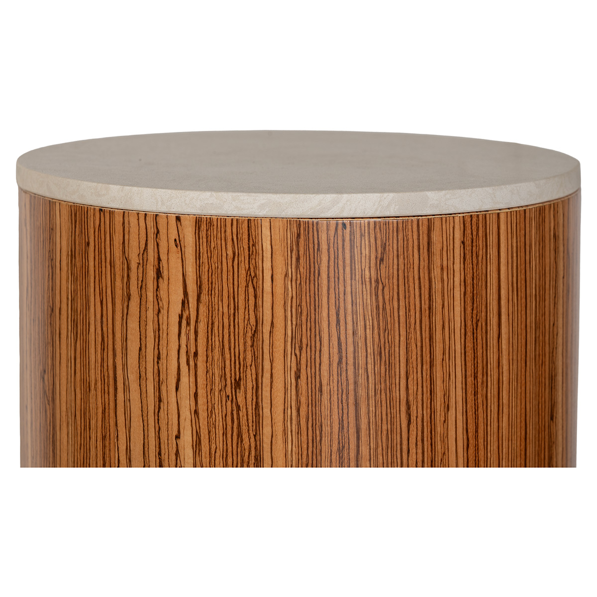 African Wood Pedestal with Stone Top - Image 2