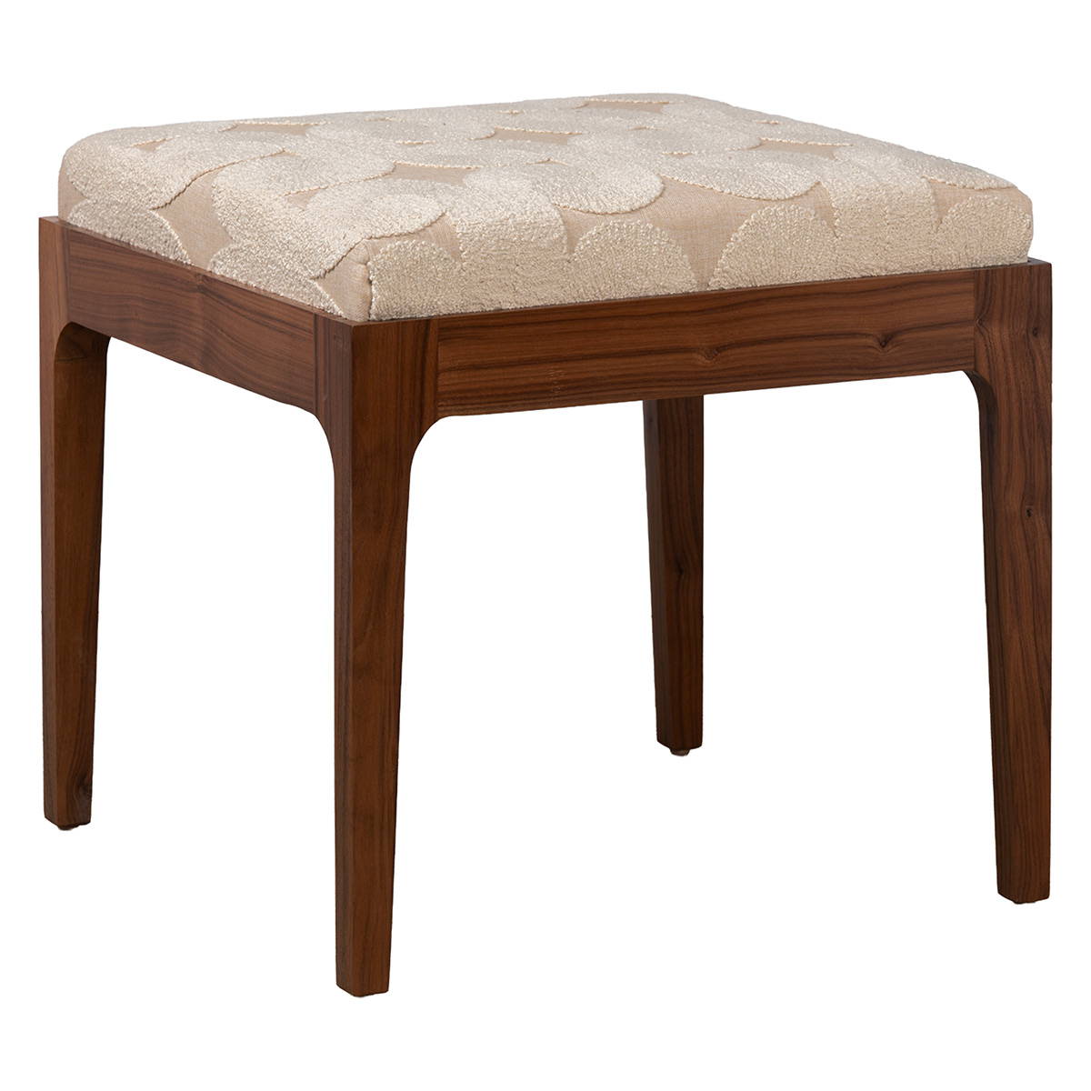 Square Walnut Ottoman with Linen Top