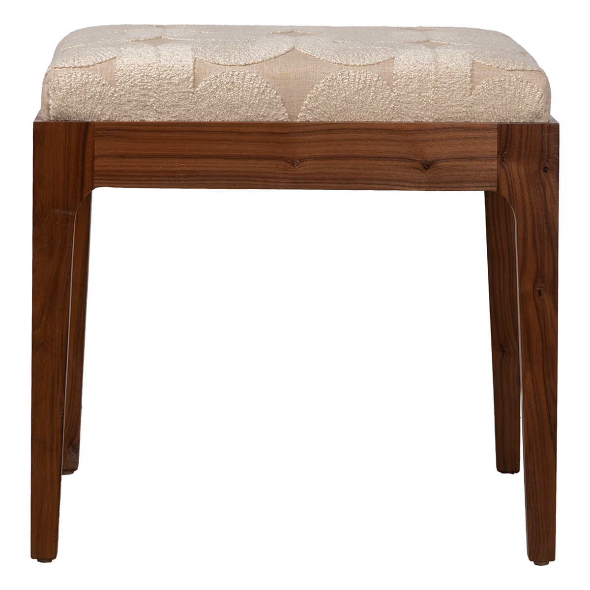 Square Walnut Ottoman with Linen Top - Image 2