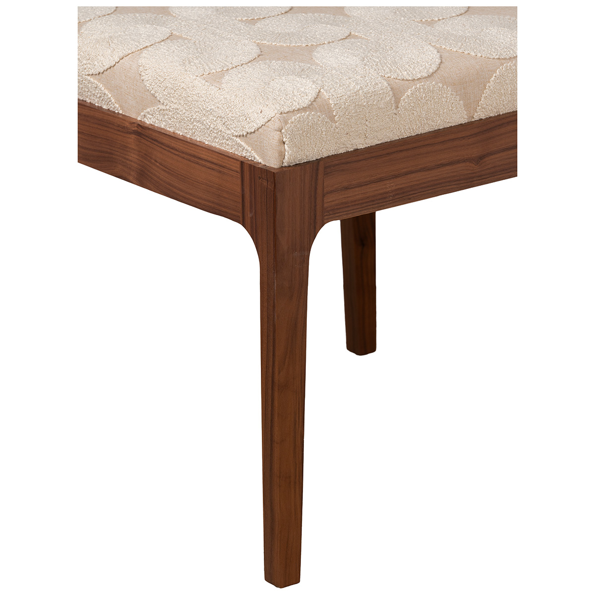 Square Walnut Ottoman with Linen Top - Image 3