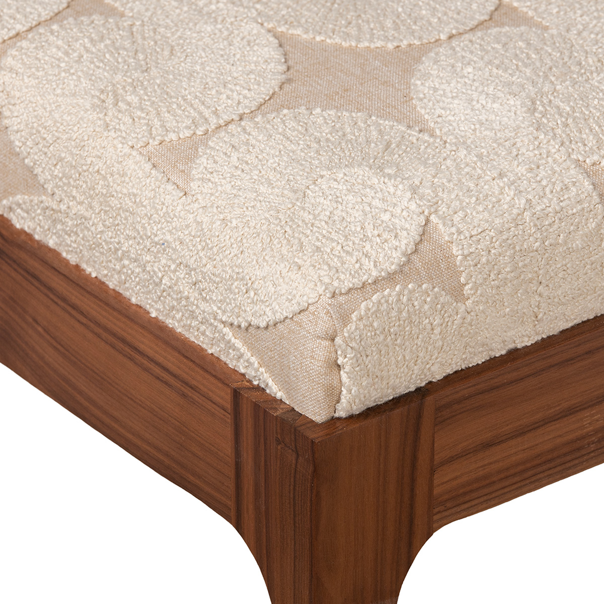 Square Walnut Ottoman with Linen Top - Image 4