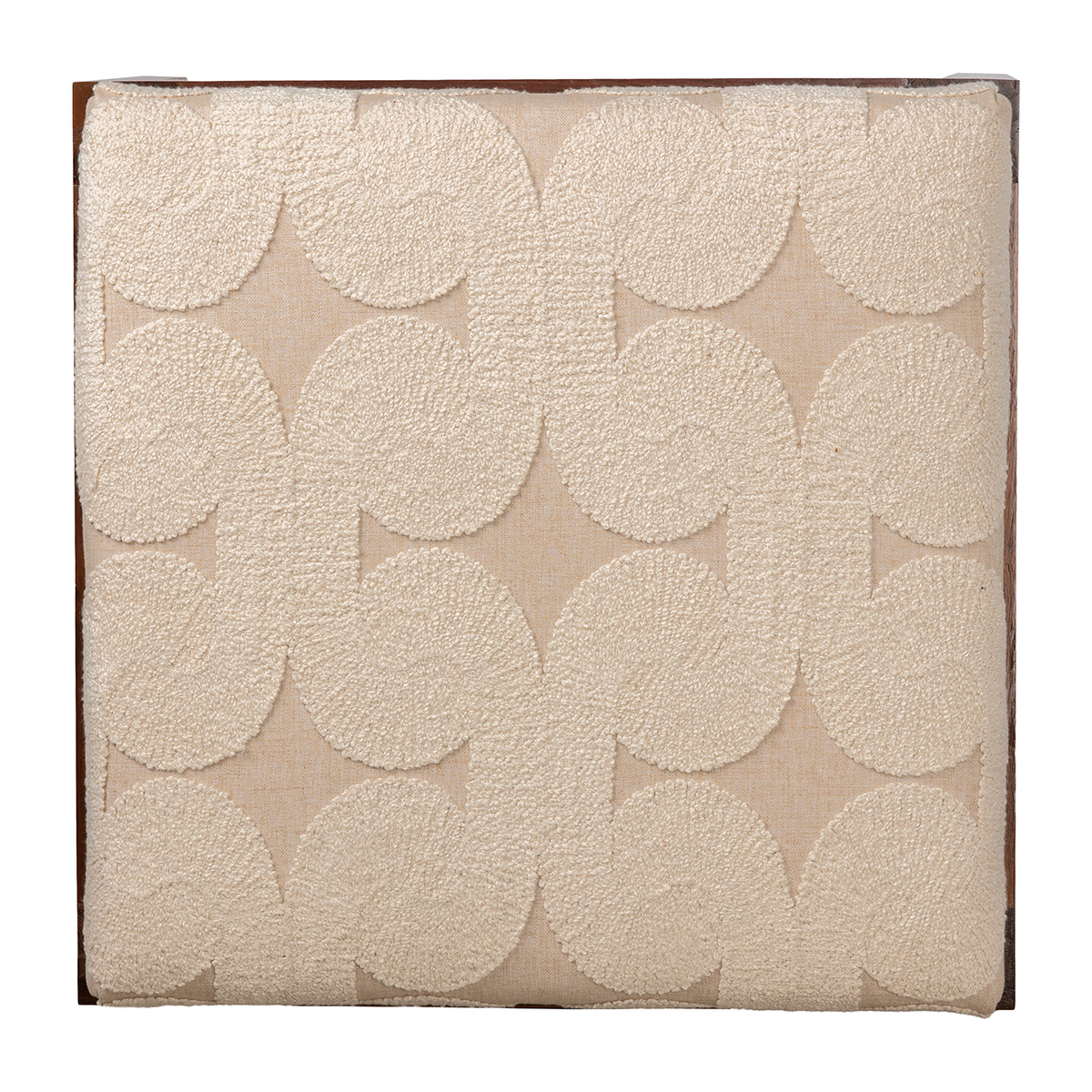 Square Walnut Ottoman with Linen Top - Image 5