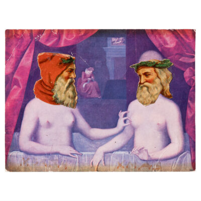 Vintage Christmas Card Hand Applied Collage