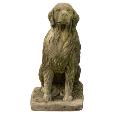 Vintage Cast Concrete Sitting Golden Retriever Statue
