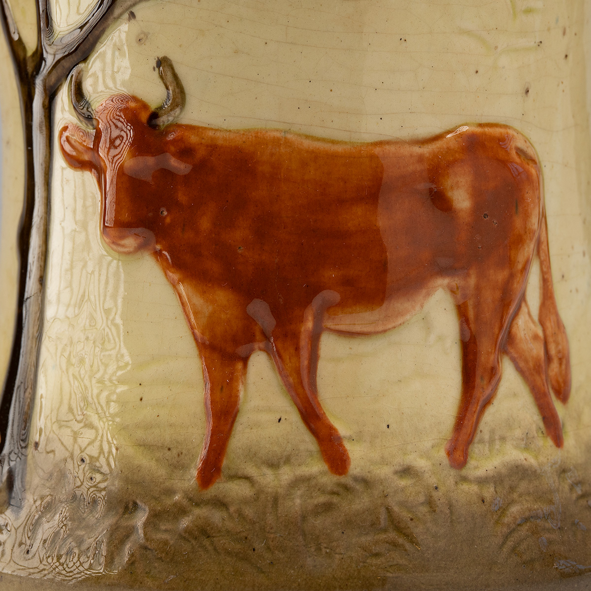 Vintage Cow and Pasture Pottery Pitcher - Image 4