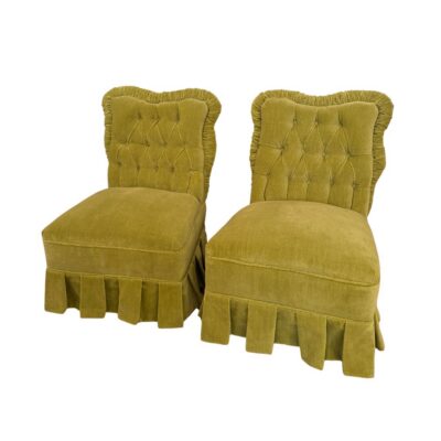 Pair of Antique French Tufted Vanity Chairs