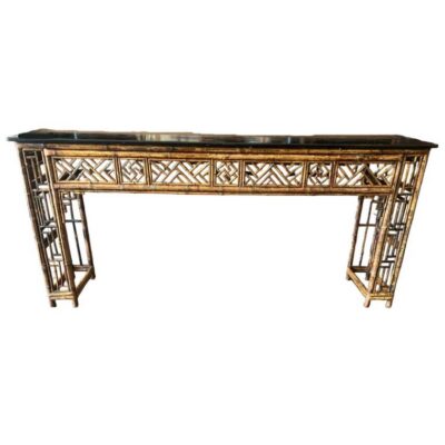 Vintage Asian Bamboo Long Console