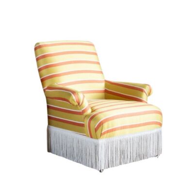 Sunset Striped Rolled Arm Chair with Fringe