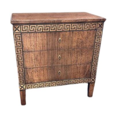 Small Italian Three Drawer Greek Key Chest