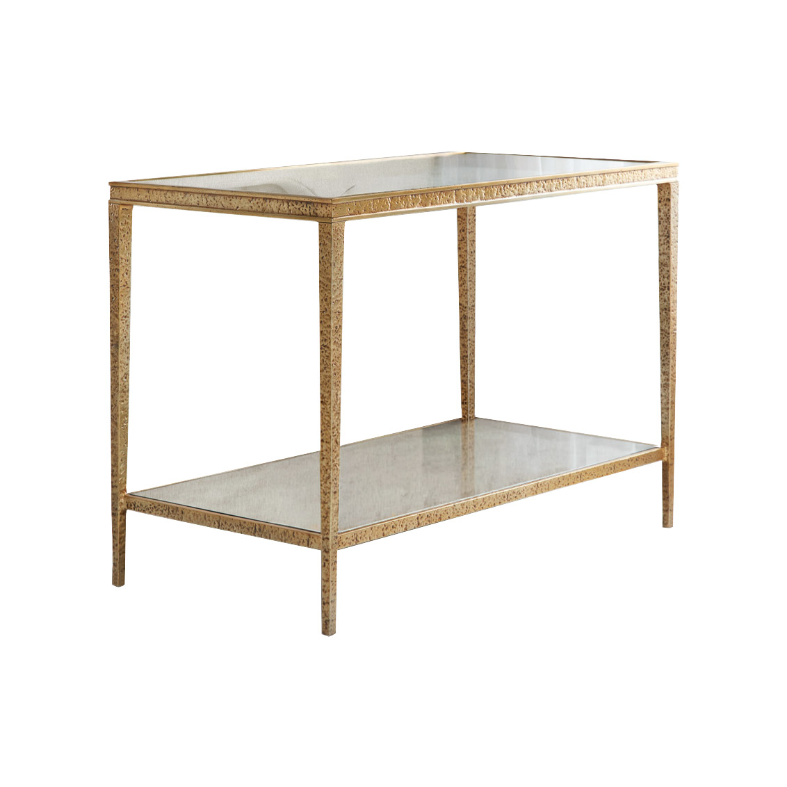Two Level Hammered Metal Side Table