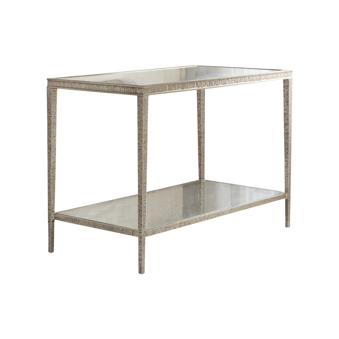 Two Level Hammered Metal Side Table - Image 2