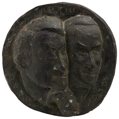 Vintage Painted Relief of Two Heads