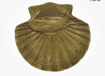 Vintage Brass Koi Fish and Clam Shell Dish