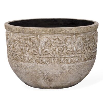 Samuel Weathered Stone Indoor-Outdoor Planter
