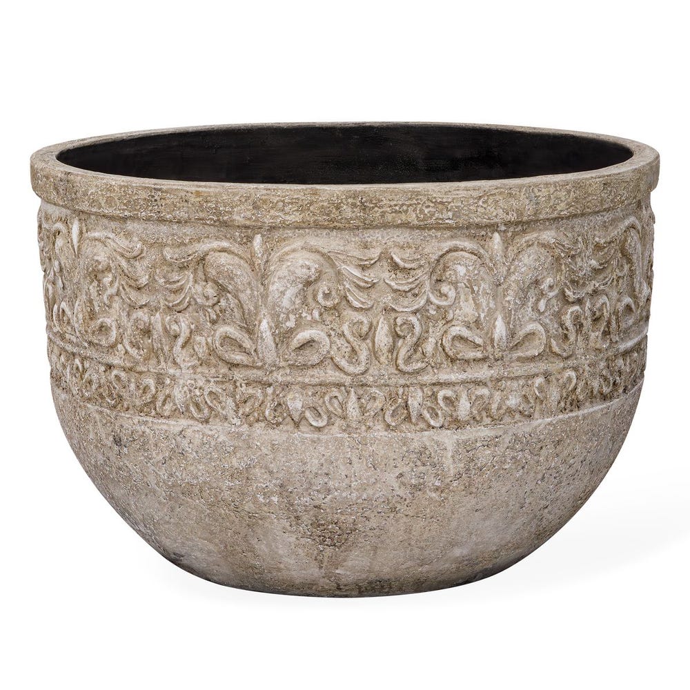Samuel Weathered Stone Indoor-Outdoor Planter