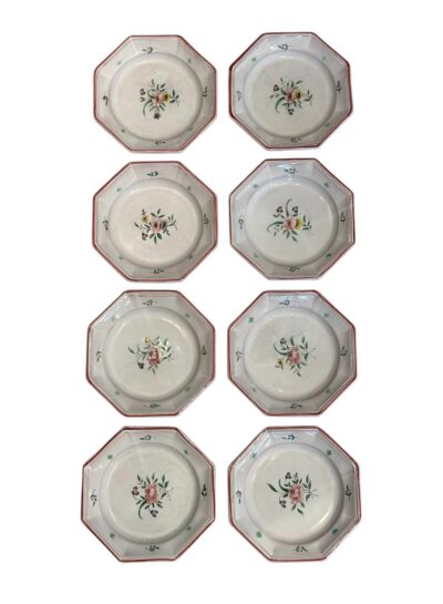 Set of 8 Vintage French Octagonal Faience Plates